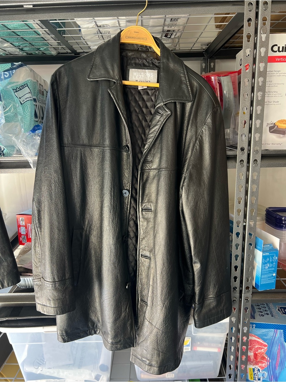 Vintage Wilsons Leather M. Julian Black Men's Leather Pea Coat